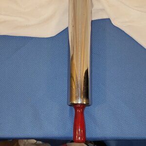 Vintage Wood & Metal Rolling Pin - 21.5 Inches Long